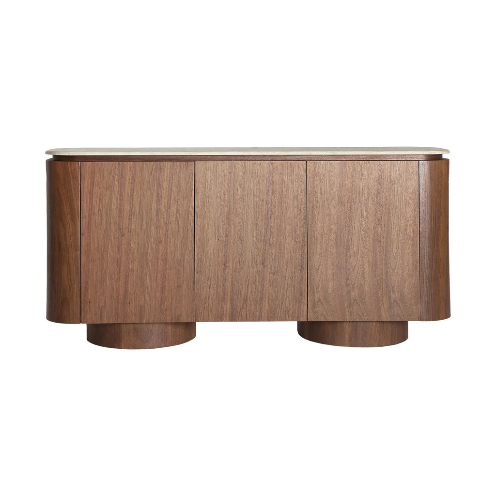 Buffet 3 Portes en Marbre Synthétique Beige DUNE - 180 cm KODU