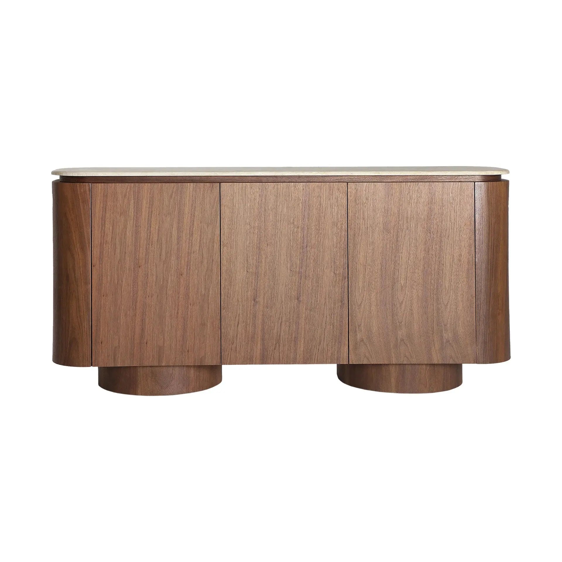 Buffet 3 Portes en Marbre Synthétique Beige DUNE - 180 cm KODU