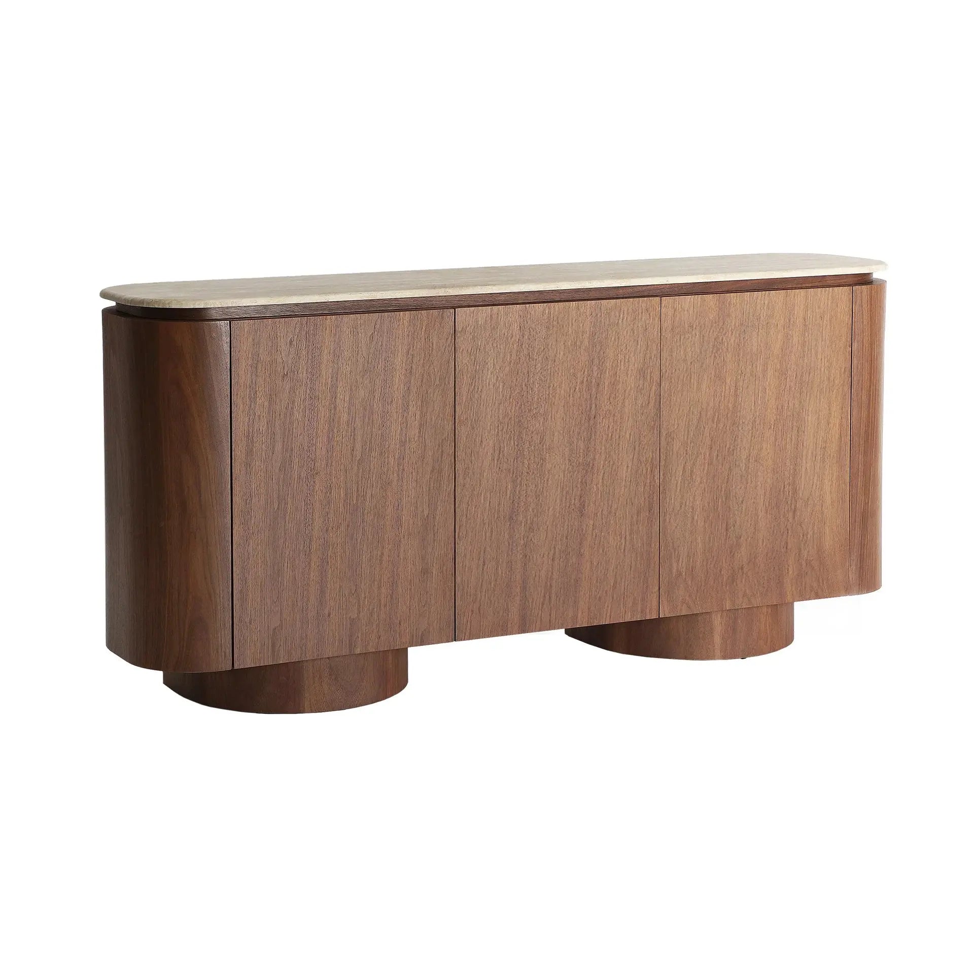 Buffet 3 Portes en Marbre Synthétique Beige DUNE - 180 cm KODU