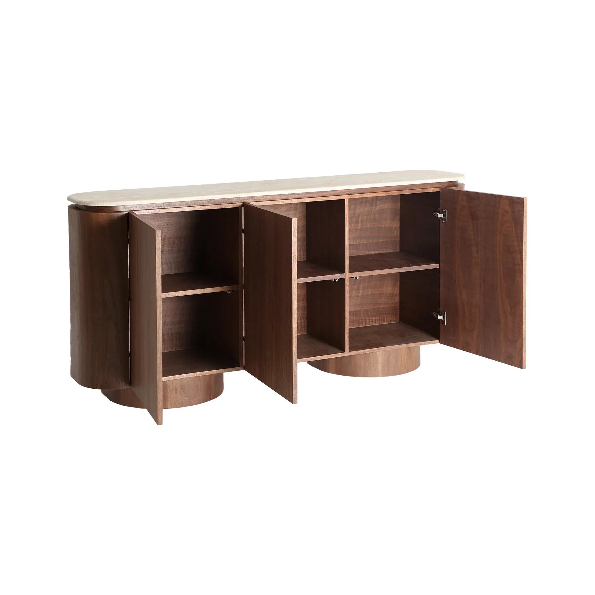 Buffet 3 Portes en Marbre Synthétique Beige DUNE - 180 cm KODU