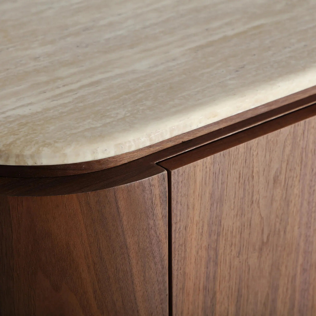 Buffet 3 Portes en Marbre Synthétique Beige DUNE - 180 cm KODU