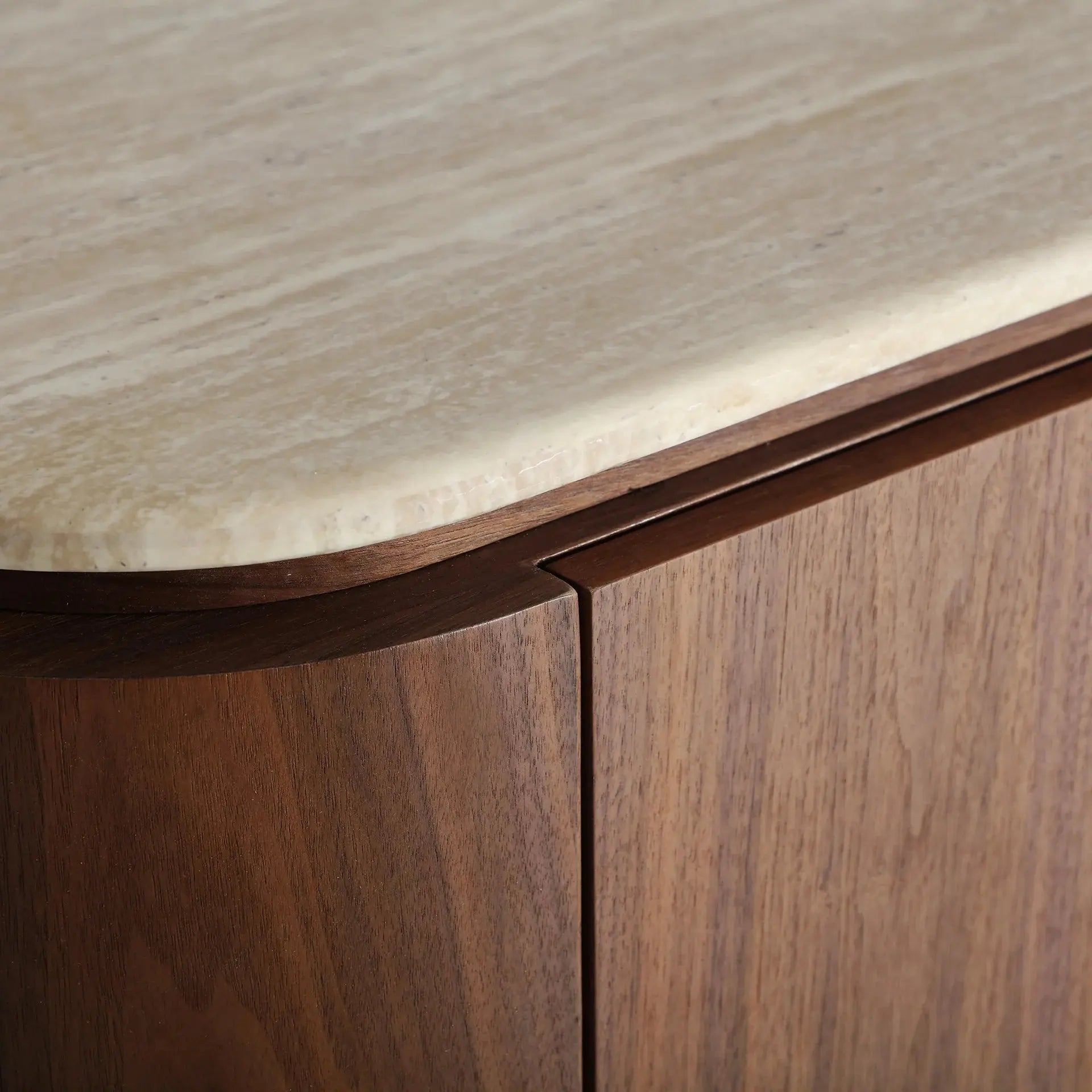 Buffet 3 Portes en Marbre Synthétique Beige DUNE - 180 cm KODU