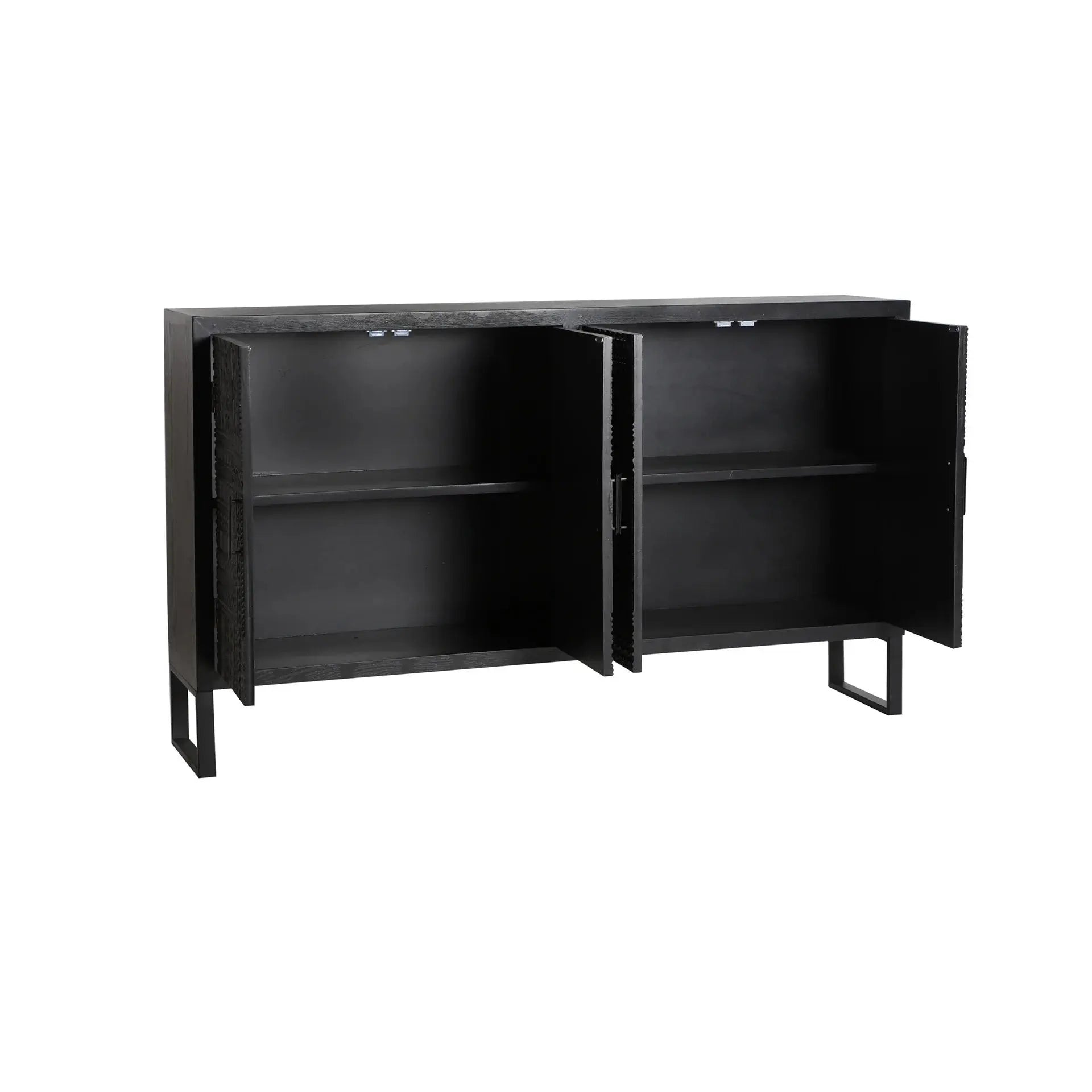 Buffet 4 Portes en Bois de Frêne Noir ANTRIM - 156 cm KODU