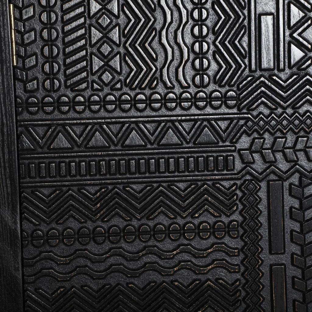 Buffet 4 Portes en Bois de Frêne Noir ANTRIM - 156 cm KODU