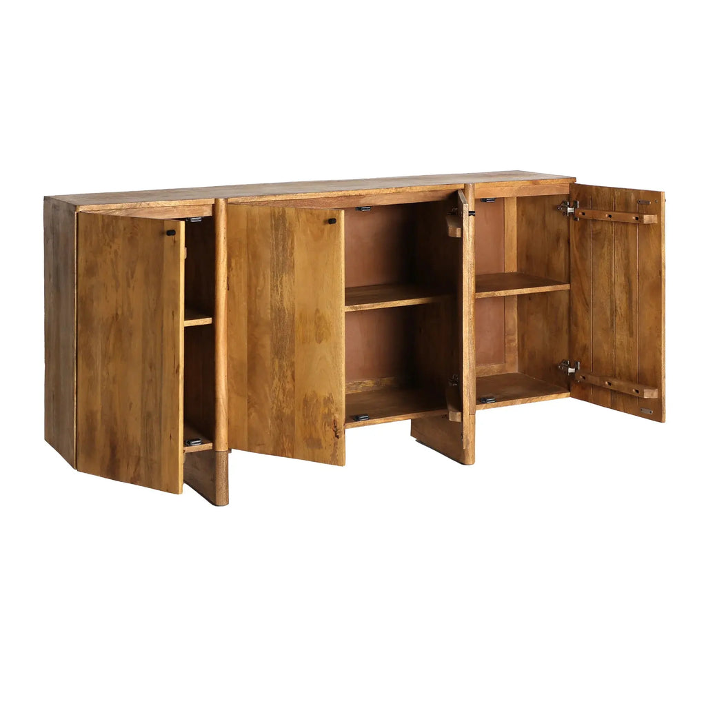 Buffet 4 Portes en Bois de Manguier Marron KOIGI - 170 cm KODU