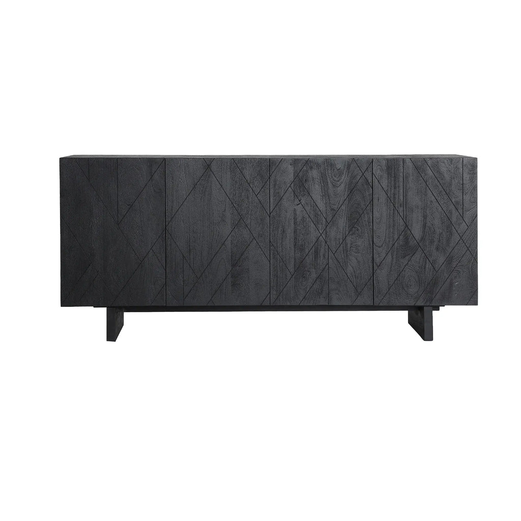 Buffet 4 Portes en Bois de Manguier Noir BOULOC - 170 cm KODU