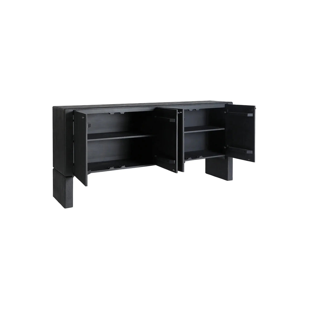 Buffet 4 Portes en Bois de Manguier Noir WEIDA - 175 cm KODU