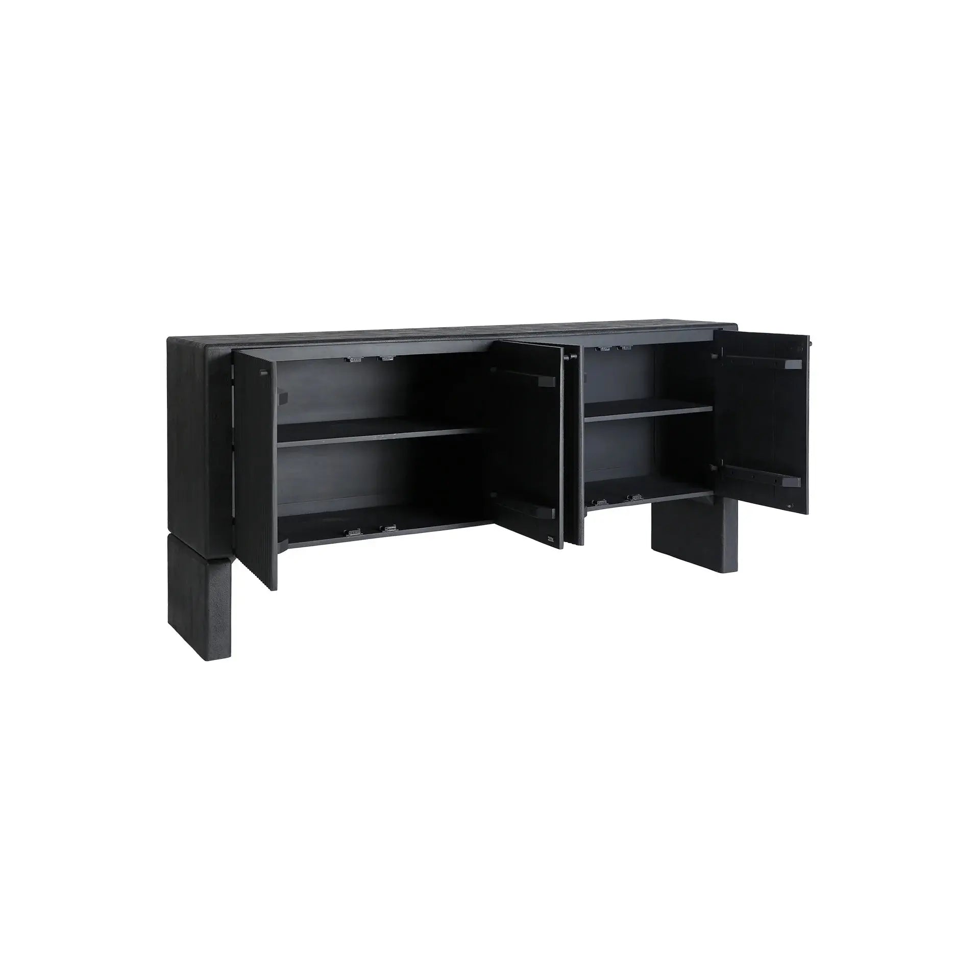 Buffet 4 Portes en Bois de Manguier Noir WEIDA - 175 cm KODU