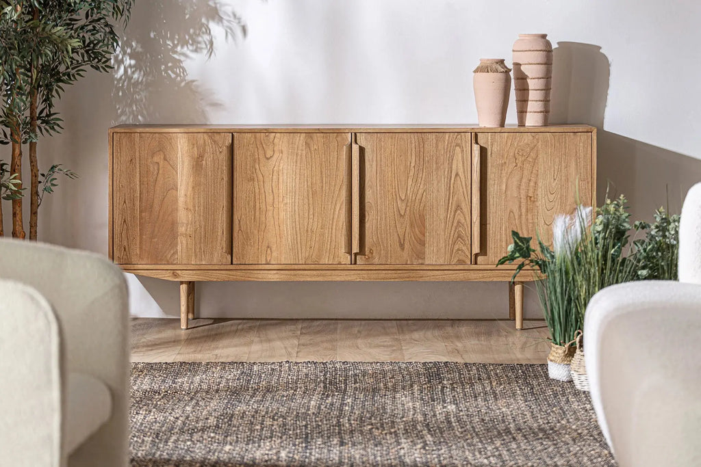 Buffet 4 Portes en Bois de Mindi Brun NYRY - 200 cm KODU