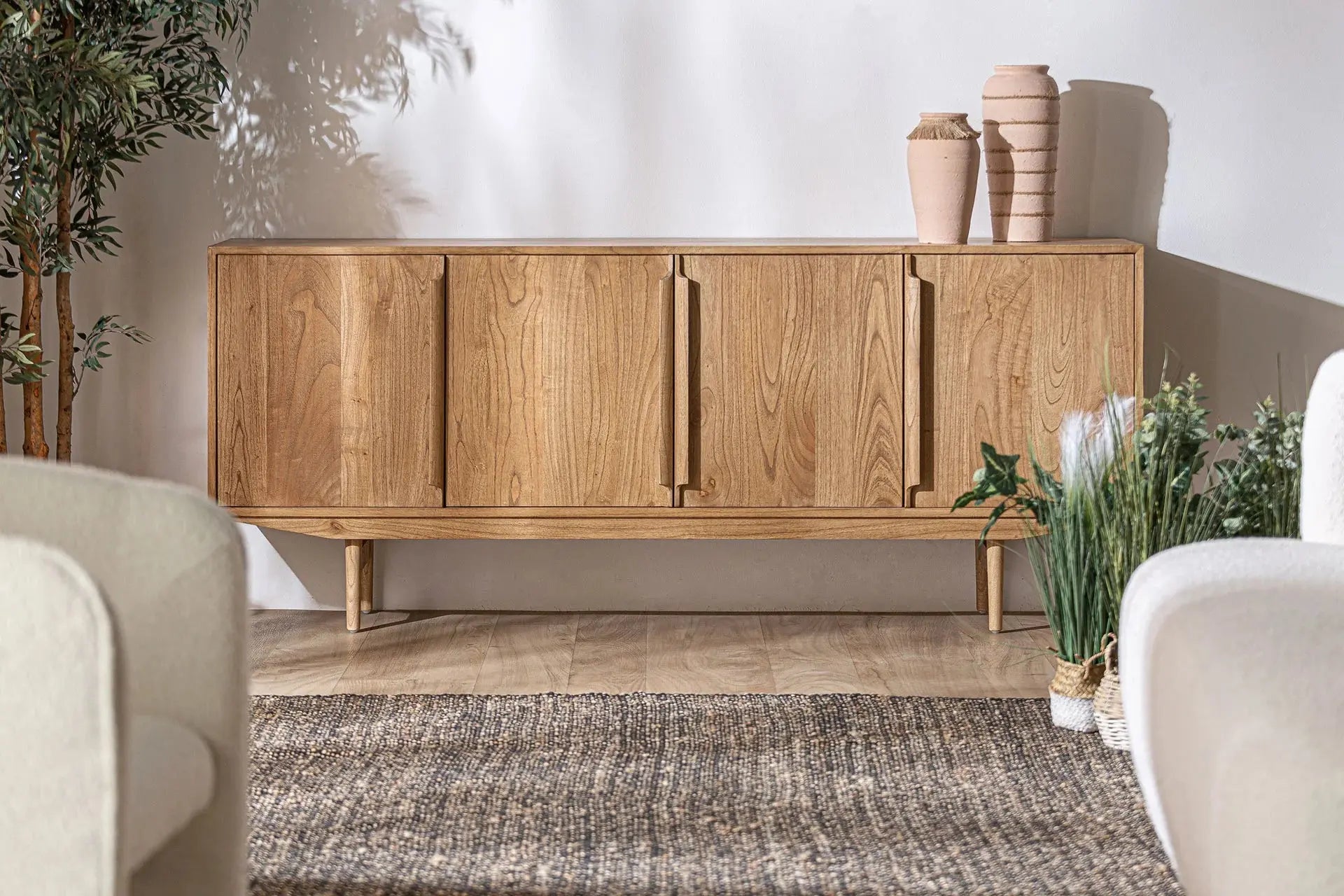 Buffet 4 Portes en Bois de Mindi Brun NYRY - 200 cm KODU