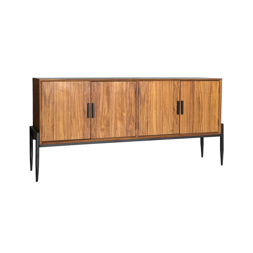 Buffet 4 Portes en Bois de Sapin et Métal LAURIS - 180 cm KODU