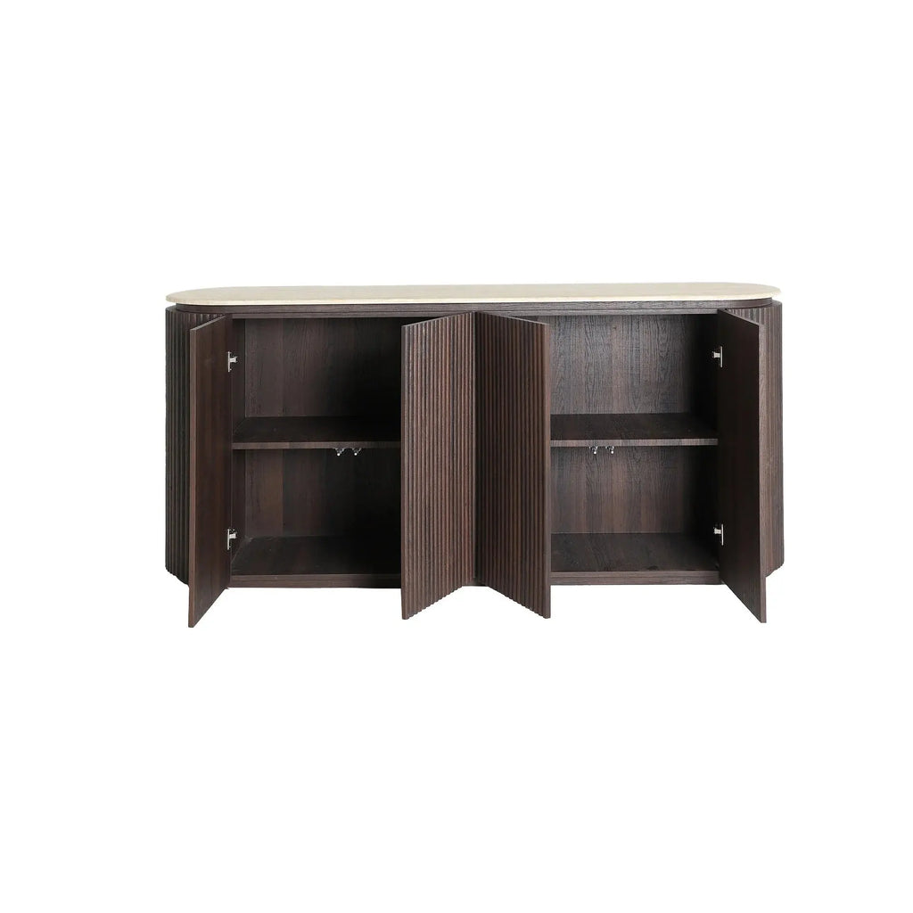 Buffet 4 Portes en Marbre Synthétique Beige VERONA - 180 cm KODU