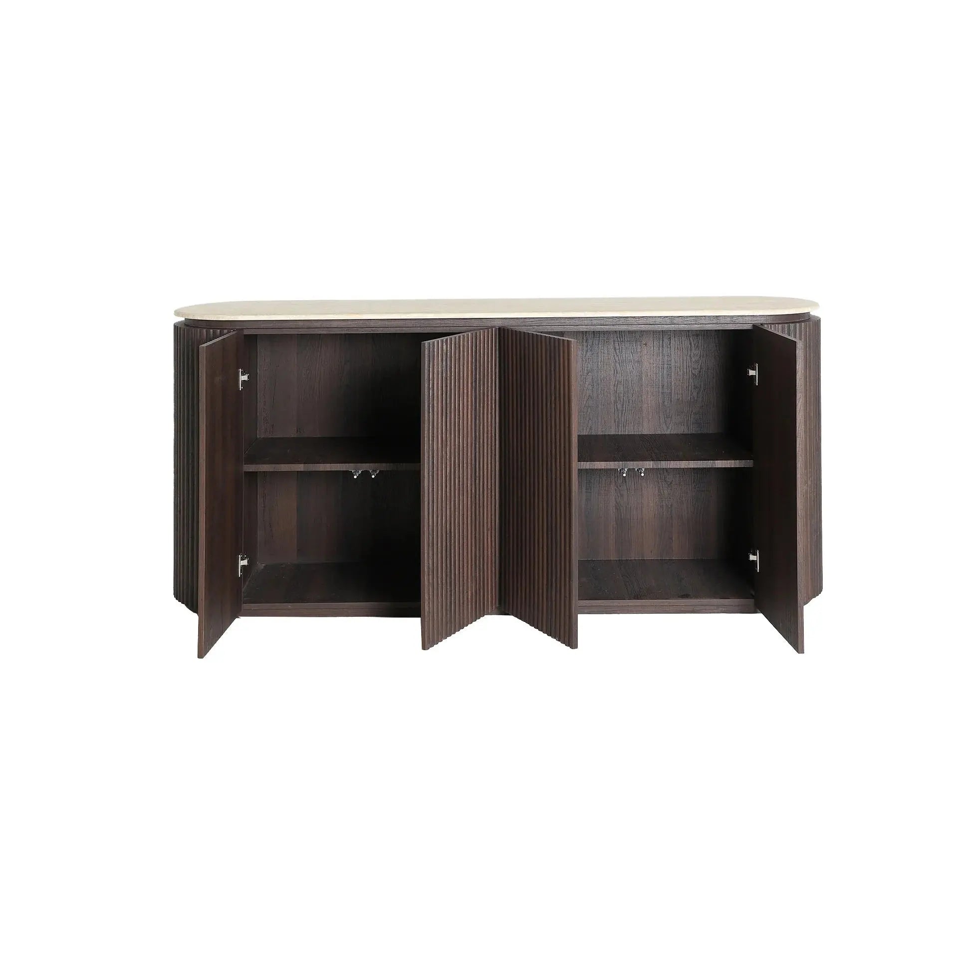 Buffet 4 Portes en Marbre Synthétique Beige VERONA - 180 cm KODU