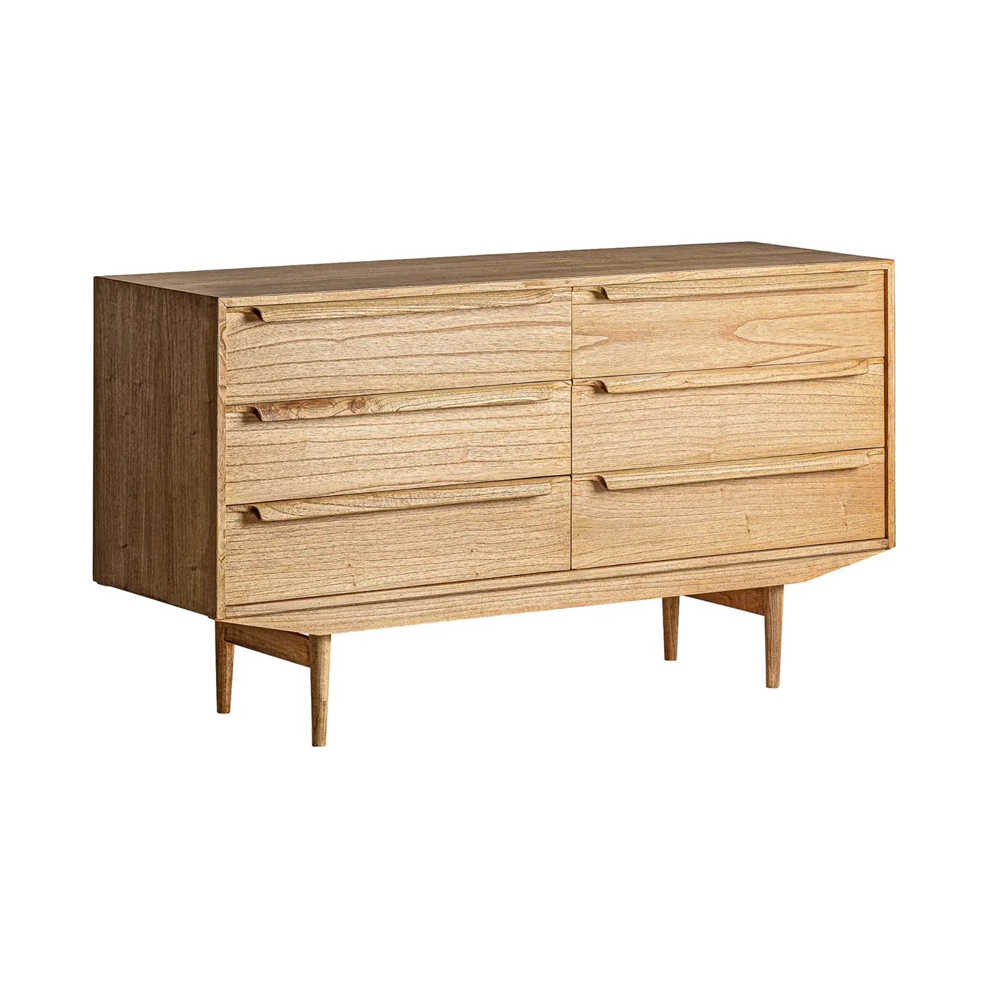Buffet 6 Tiroirs en Bois de Mindi Brun NYRY - 150 cm KODU