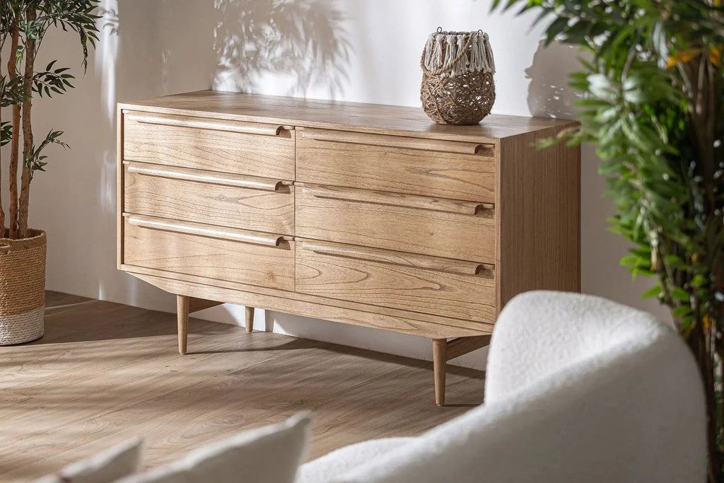 Buffet 6 Tiroirs en Bois de Mindi Brun NYRY - 150 cm KODU