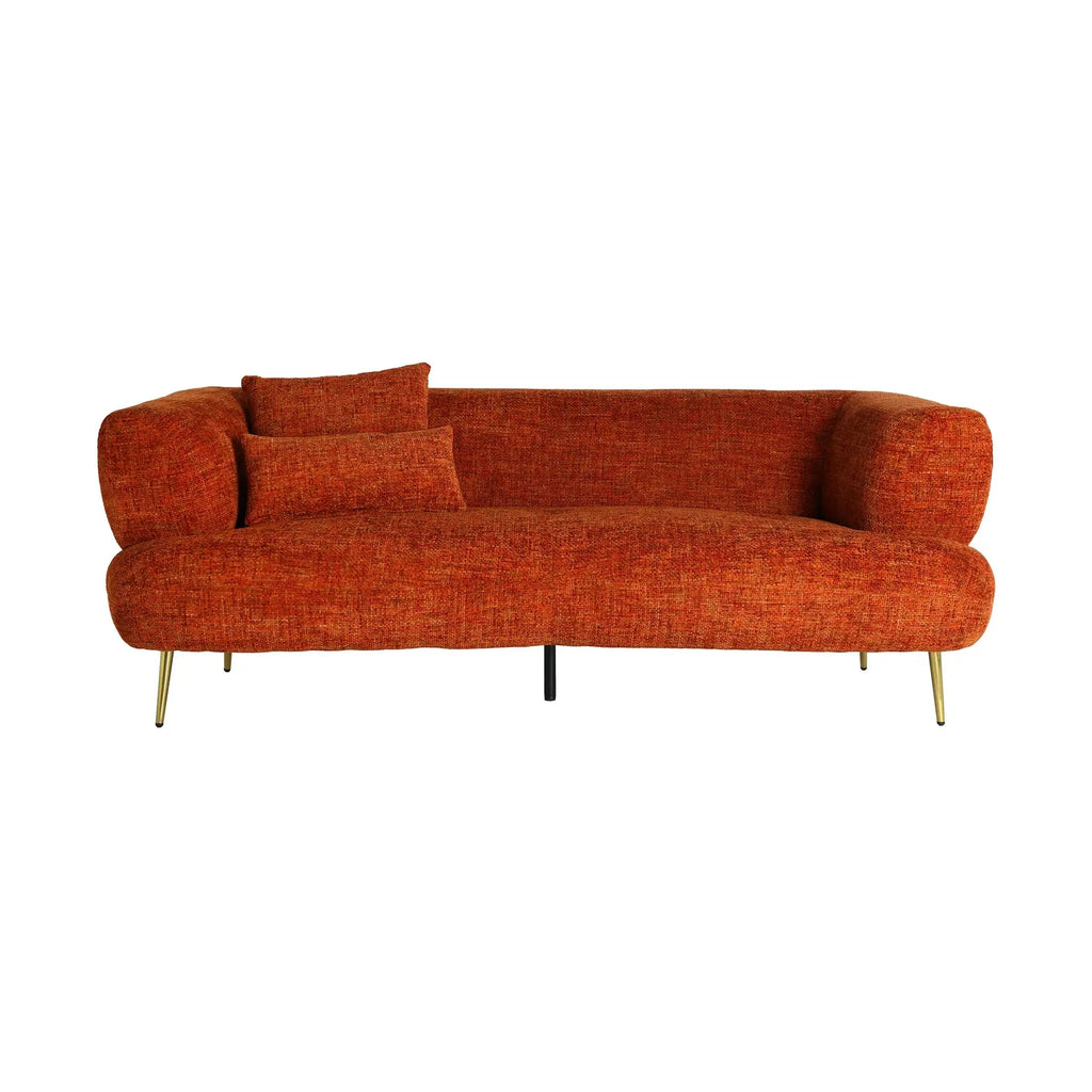 Canapé Droit 3 Places Tissu Orange LUNGERN - 94 x 215 cm KODU