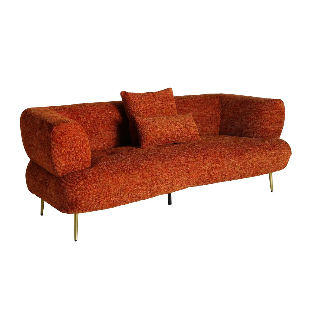 Canapé Droit 3 Places Tissu Orange LUNGERN - 94 x 215 cm KODU