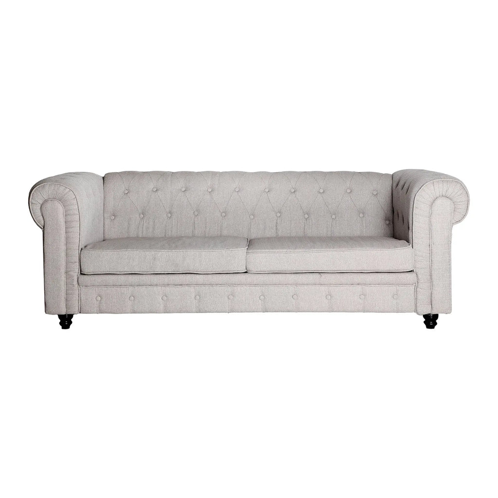 Canapé Droit 3 Places en Lin Blanc Cassé GALMIER - 81 x 210 cm KODU
