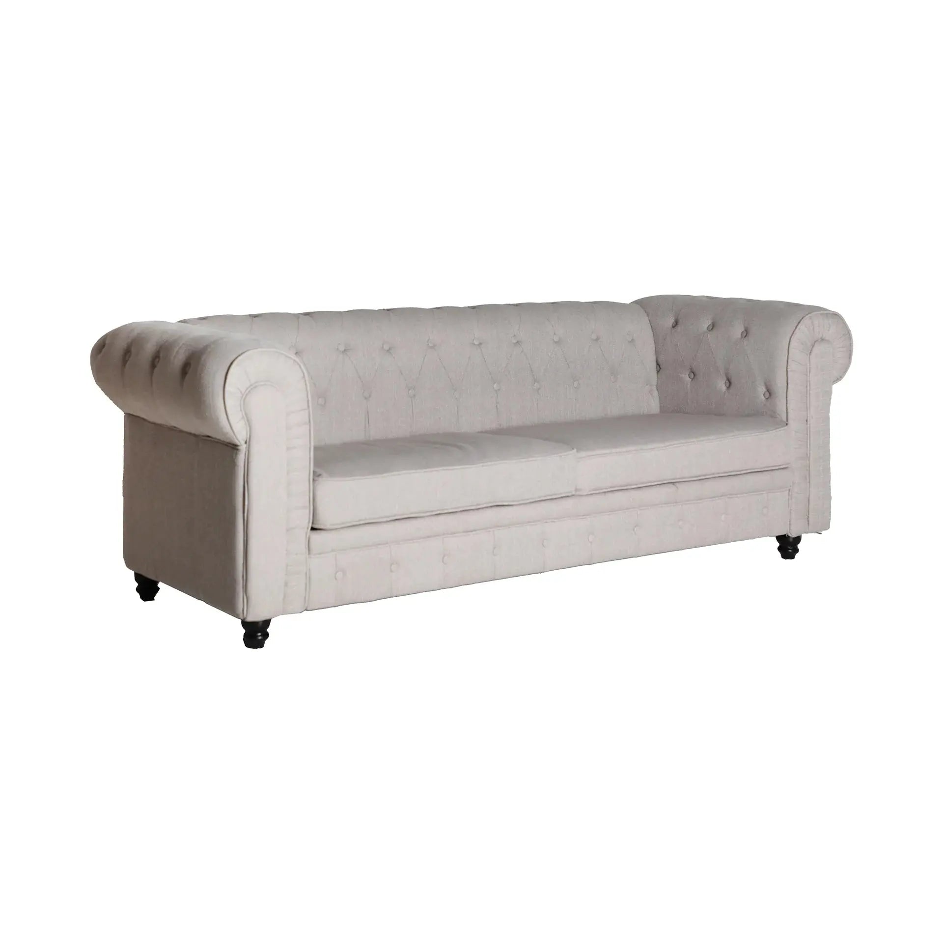 Canapé Droit 3 Places en Lin Blanc Cassé GALMIER - 81 x 210 cm KODU