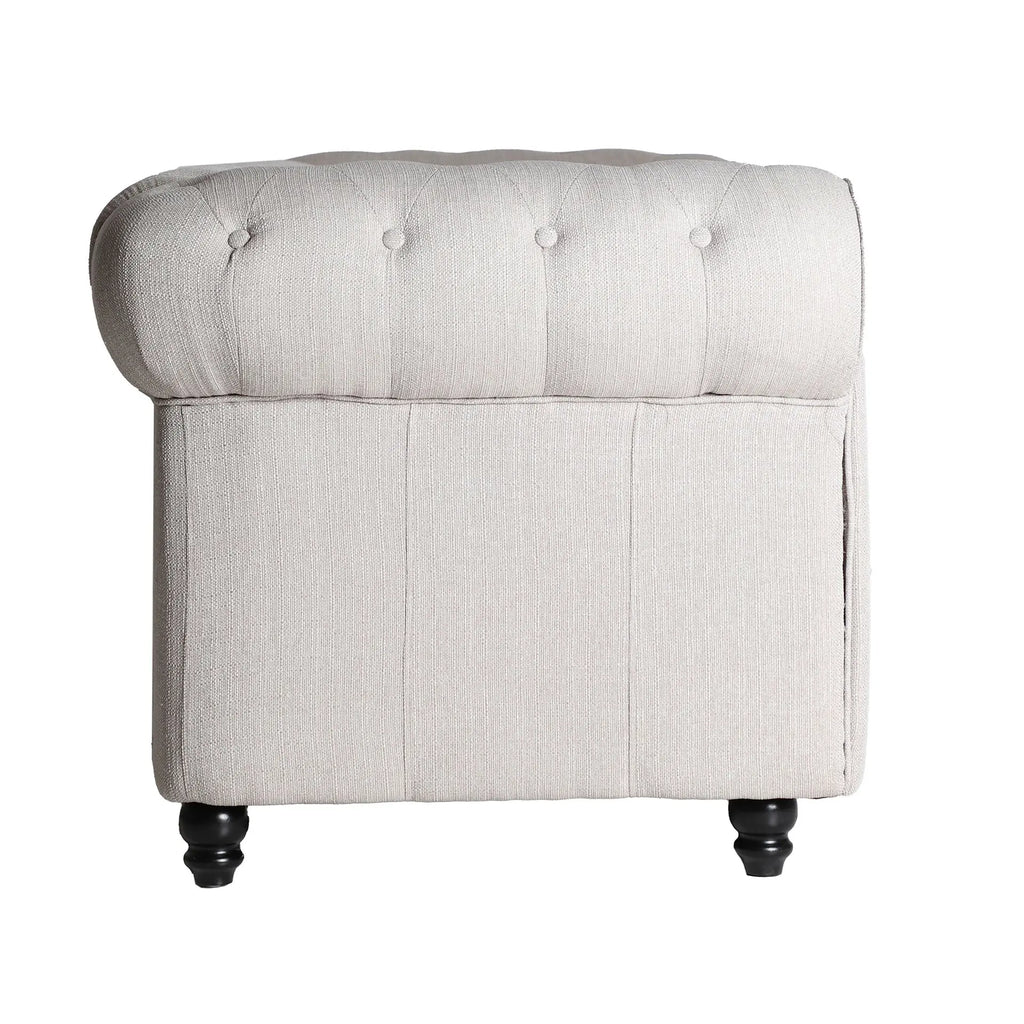 Canapé Droit 3 Places en Lin Blanc Cassé GALMIER - 81 x 210 cm KODU