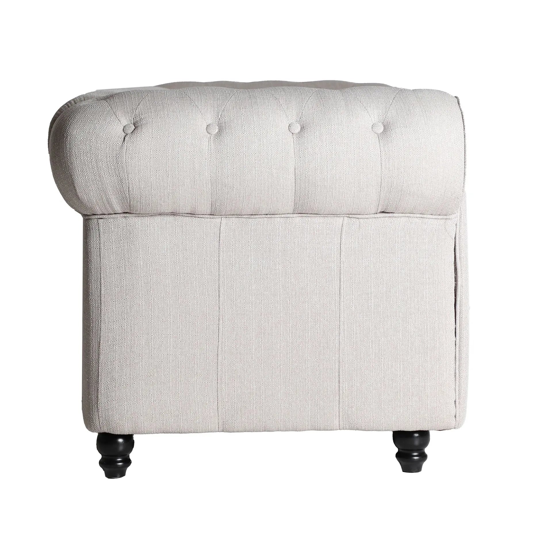 Canapé Droit 3 Places en Lin Blanc Cassé GALMIER - 81 x 210 cm KODU