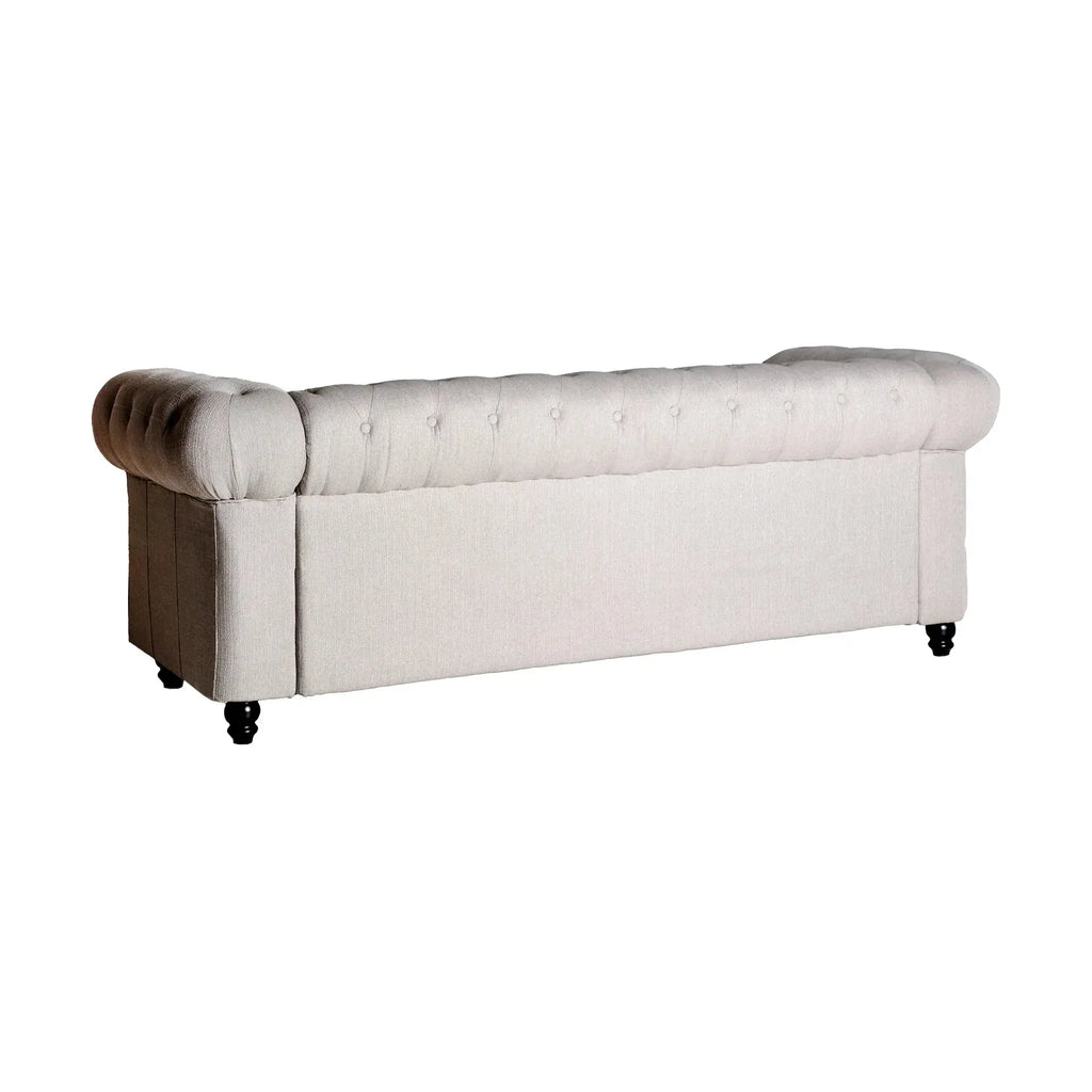 Canapé Droit 3 Places en Lin Blanc Cassé GALMIER - 81 x 210 cm KODU