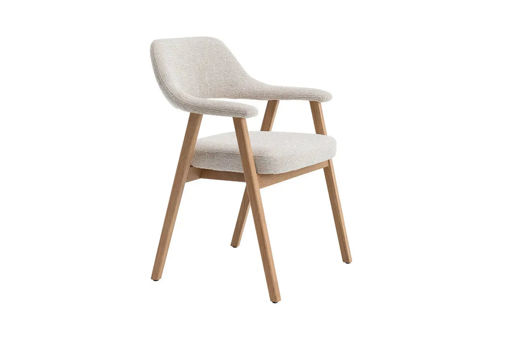 Chaise avec Accoudoirs en Bois de Chêne Massif Beige MIA - 64 x 59.5 cm Rousseau