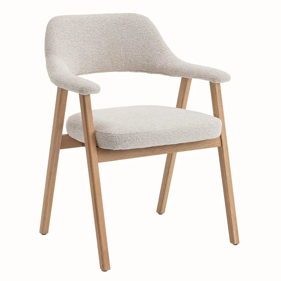 Chaise avec Accoudoirs en Bois de Chêne Massif Beige MIA - 64 x 59.5 cm Rousseau