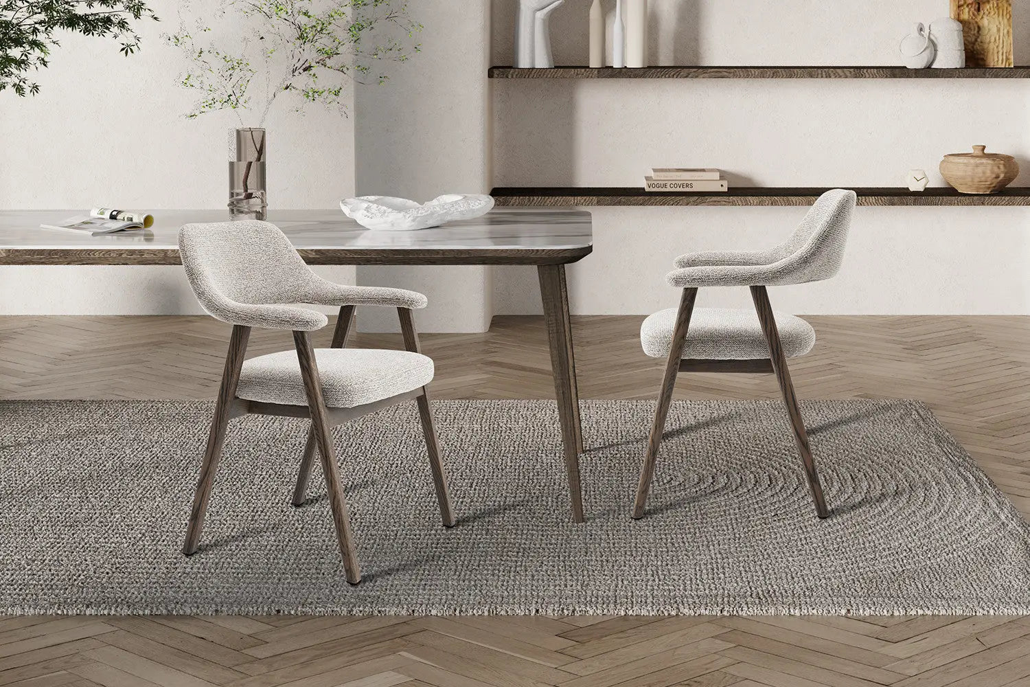 Chaise avec Accoudoirs en Chêne Massif Fumé MIA - 64 x 59.5 cm Rousseau