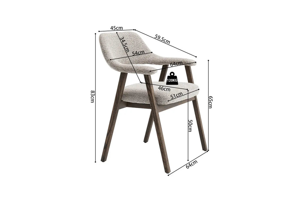 Chaise avec Accoudoirs en Chêne Massif Fumé MIA - 64 x 59.5 cm Rousseau