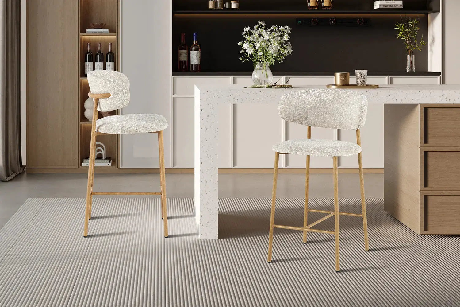 Chaise de Bar avec Pieds Couleur Naturel LIVIA - 51 x 50 cm Rousseau