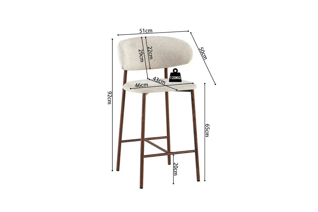 Chaise de Bar Effet Bois de Noyer LIVIA - 51 x 50 cm Rousseau