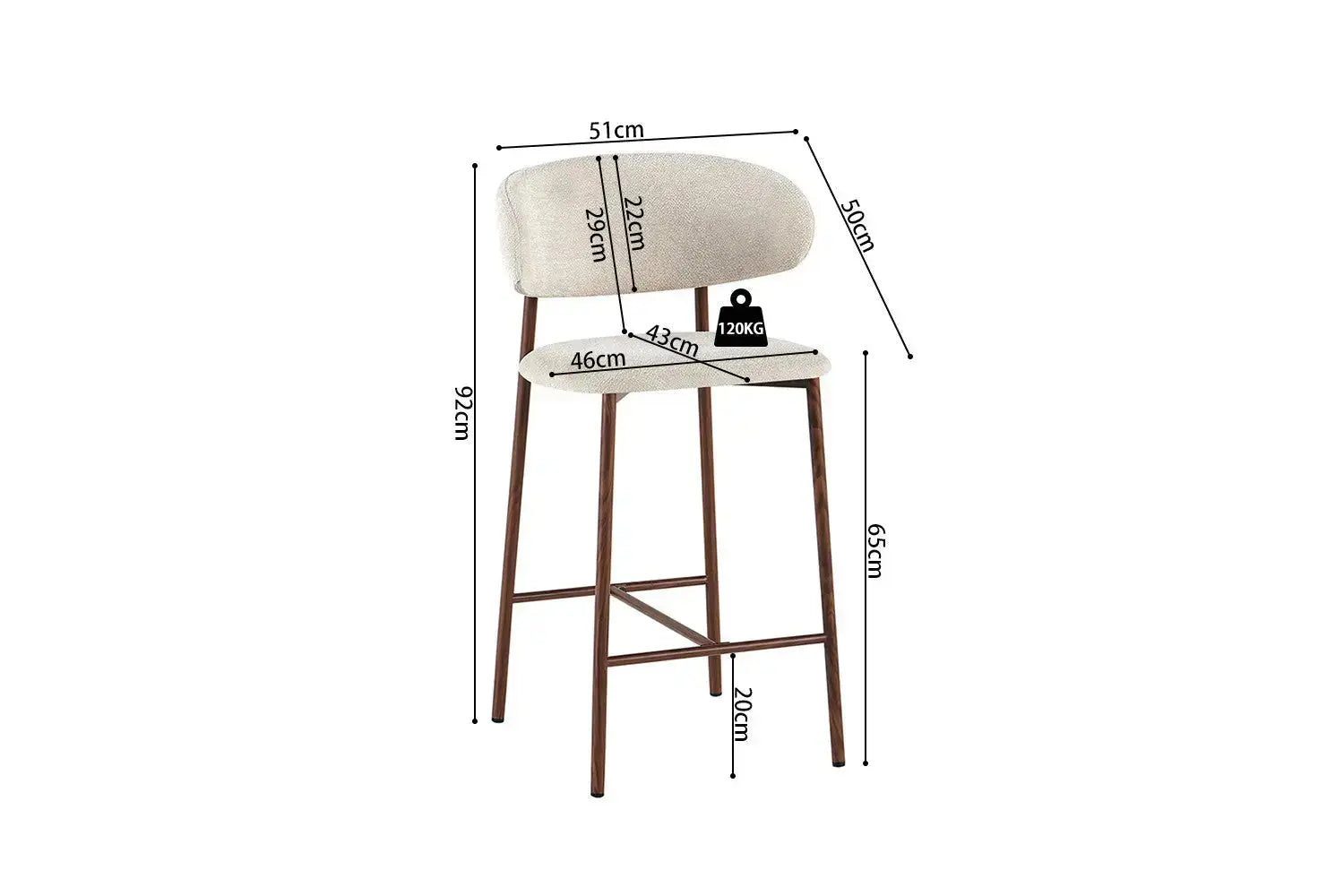 Chaise de Bar Effet Bois de Noyer LIVIA - 51 x 50 cm Rousseau
