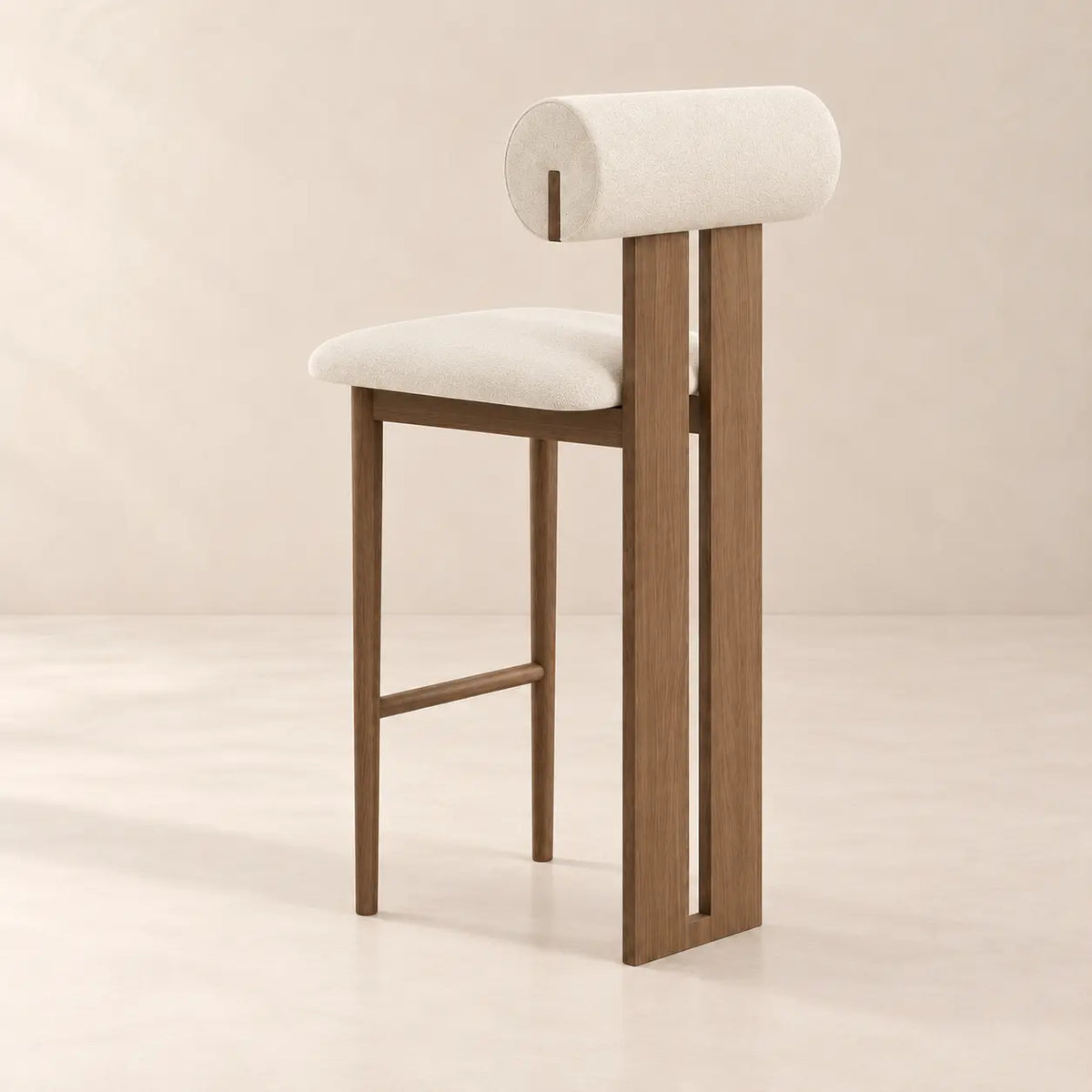 Chaise de bar BETTY en bois massif et tissu
