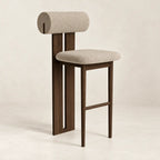 Chaise de bar BETTY, pieds en bois chêne, hêtre, noyer ou noir