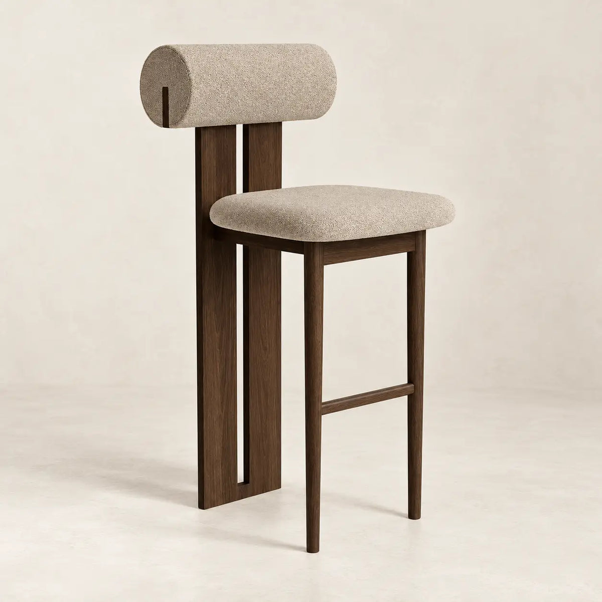 Chaise de bar BETTY, pieds en bois chêne, hêtre, noyer ou noir