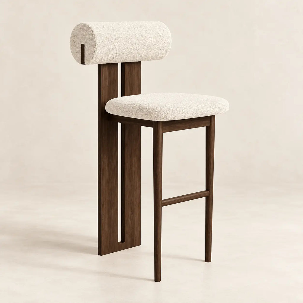 Chaise de bar BETTY en chenille, velours ou bouclette