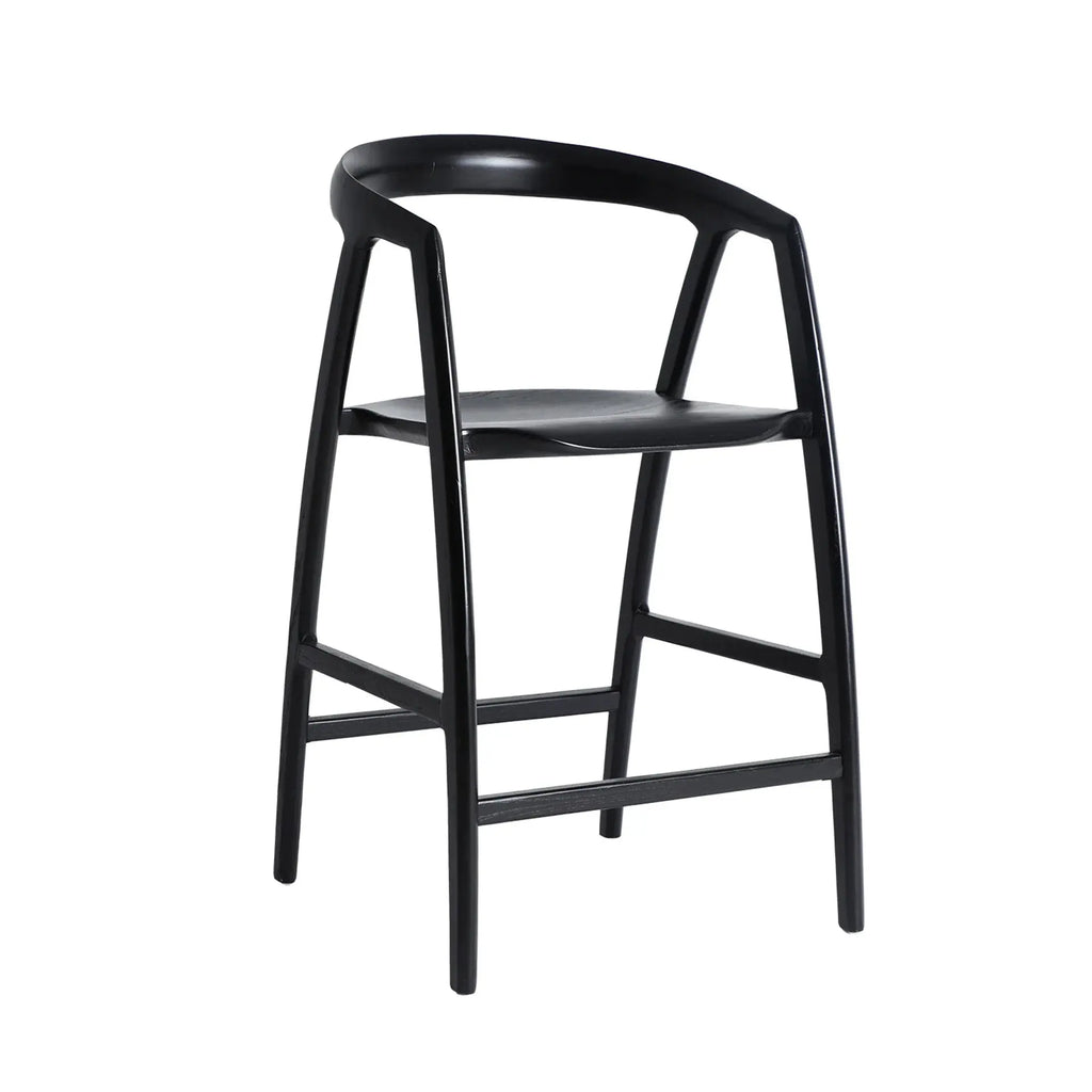 Chaise de Bar en Bois d'Orme Noir HASLOCH - 42 x 47 cm KODU