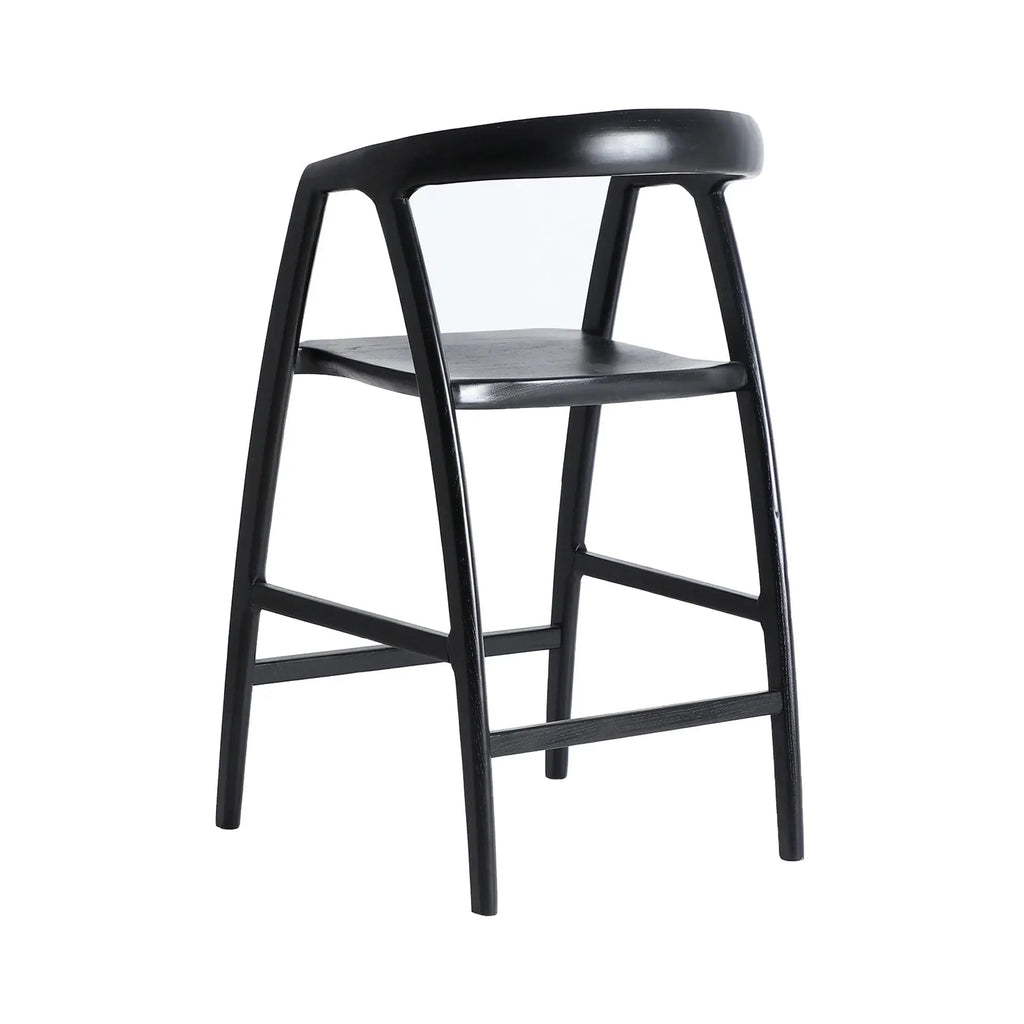 Chaise de Bar en Bois d'Orme Noir HASLOCH - 42 x 47 cm KODU