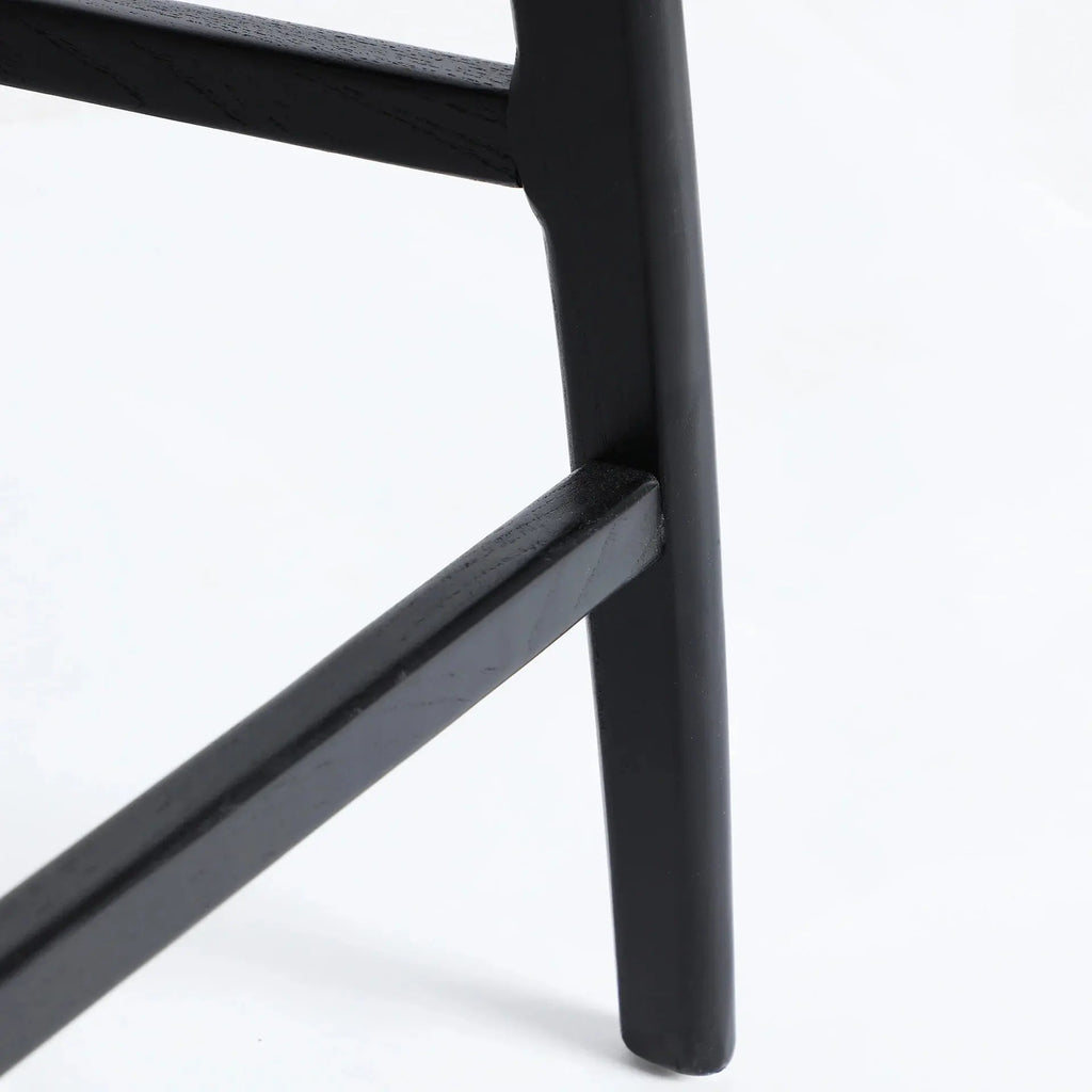 Chaise de Bar en Bois d'Orme Noir HASLOCH - 42 x 47 cm KODU
