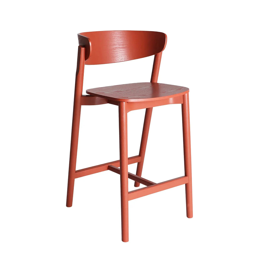Chaise de Bar en Bois de Frêne Rouge VREDEN - 48 x 50 cm KODU