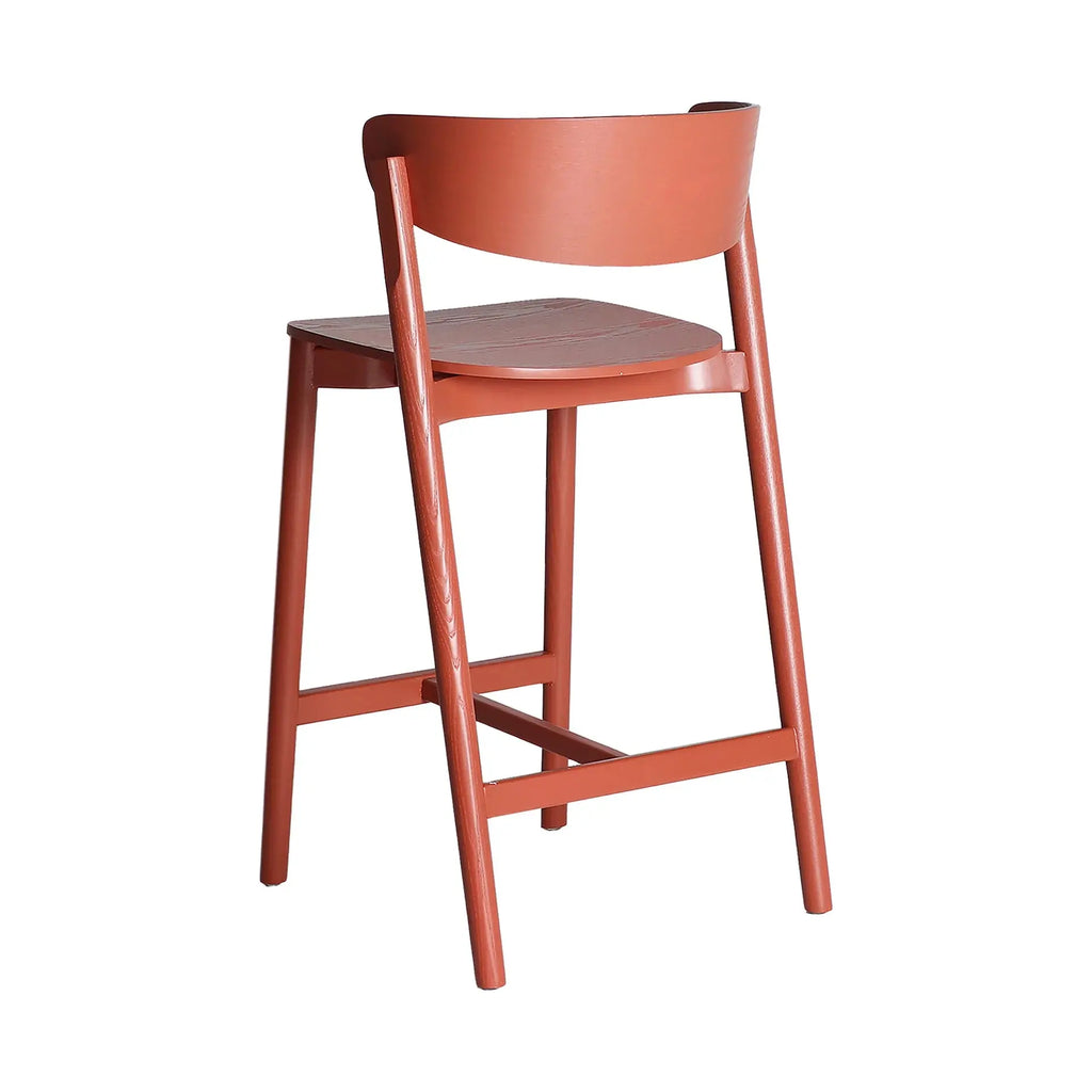 Chaise de Bar en Bois de Frêne Rouge VREDEN - 48 x 50 cm KODU