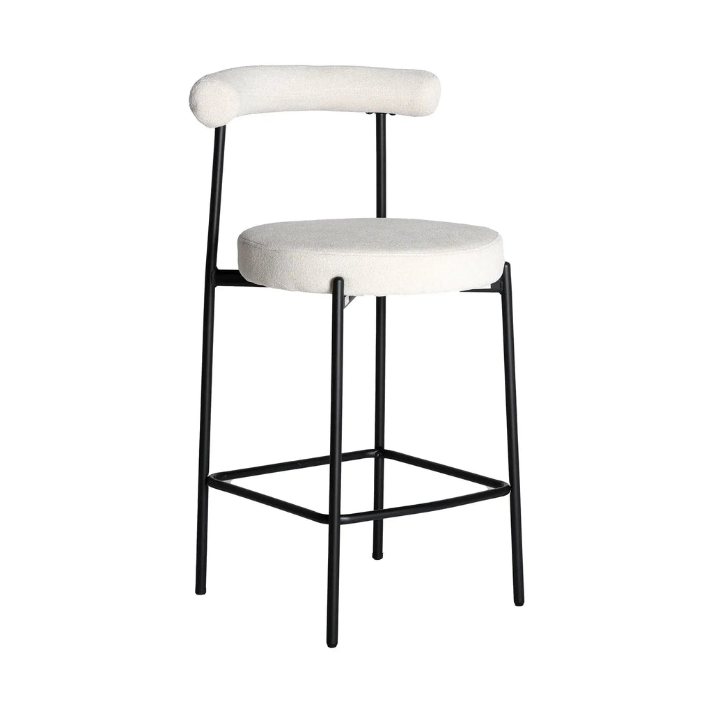 Chaise de Bar en Tissu Blanc Cassé BREVILLE - 55 x 56 cm KODU