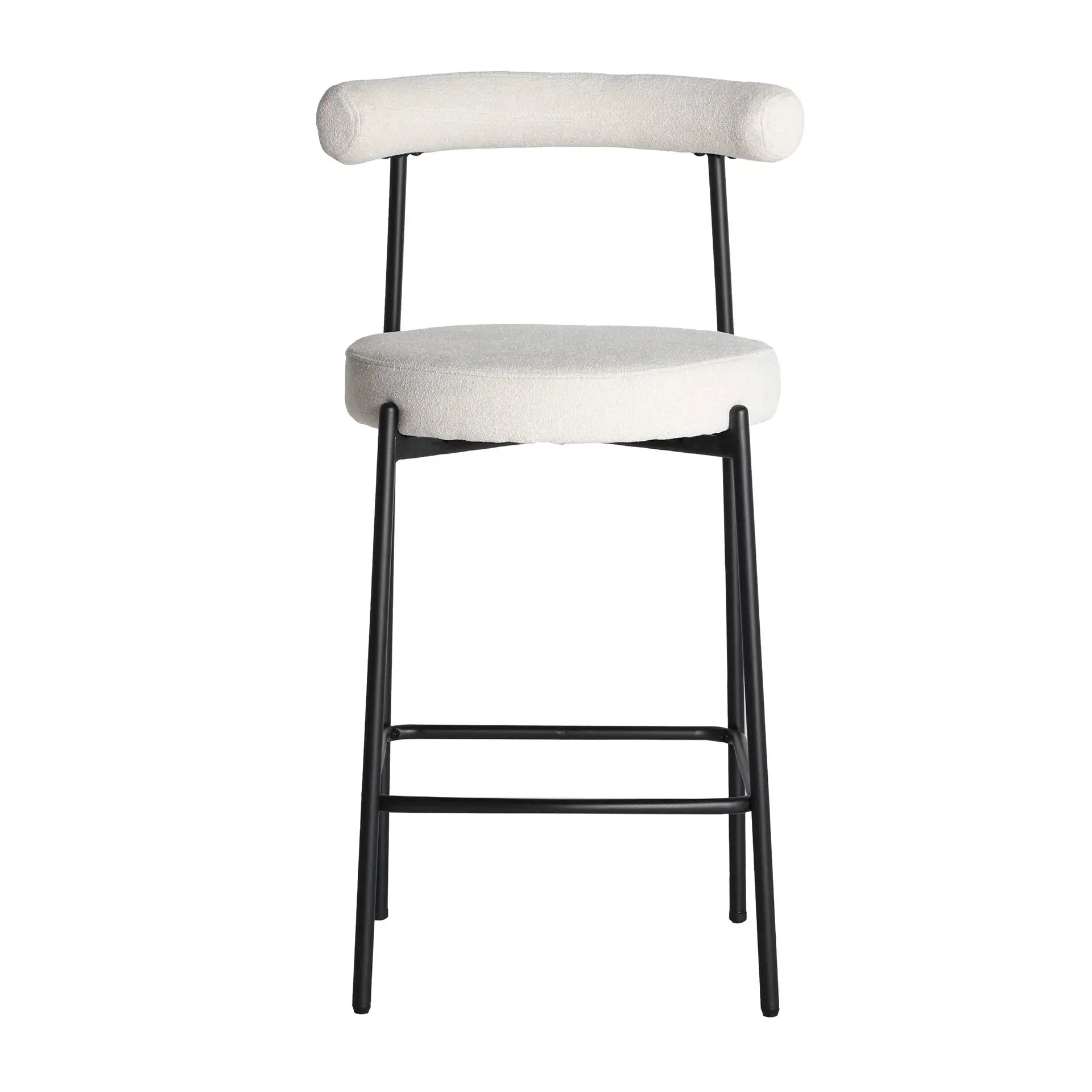 Chaise de Bar en Tissu Blanc Cassé BREVILLE - 55 x 56 cm KODU