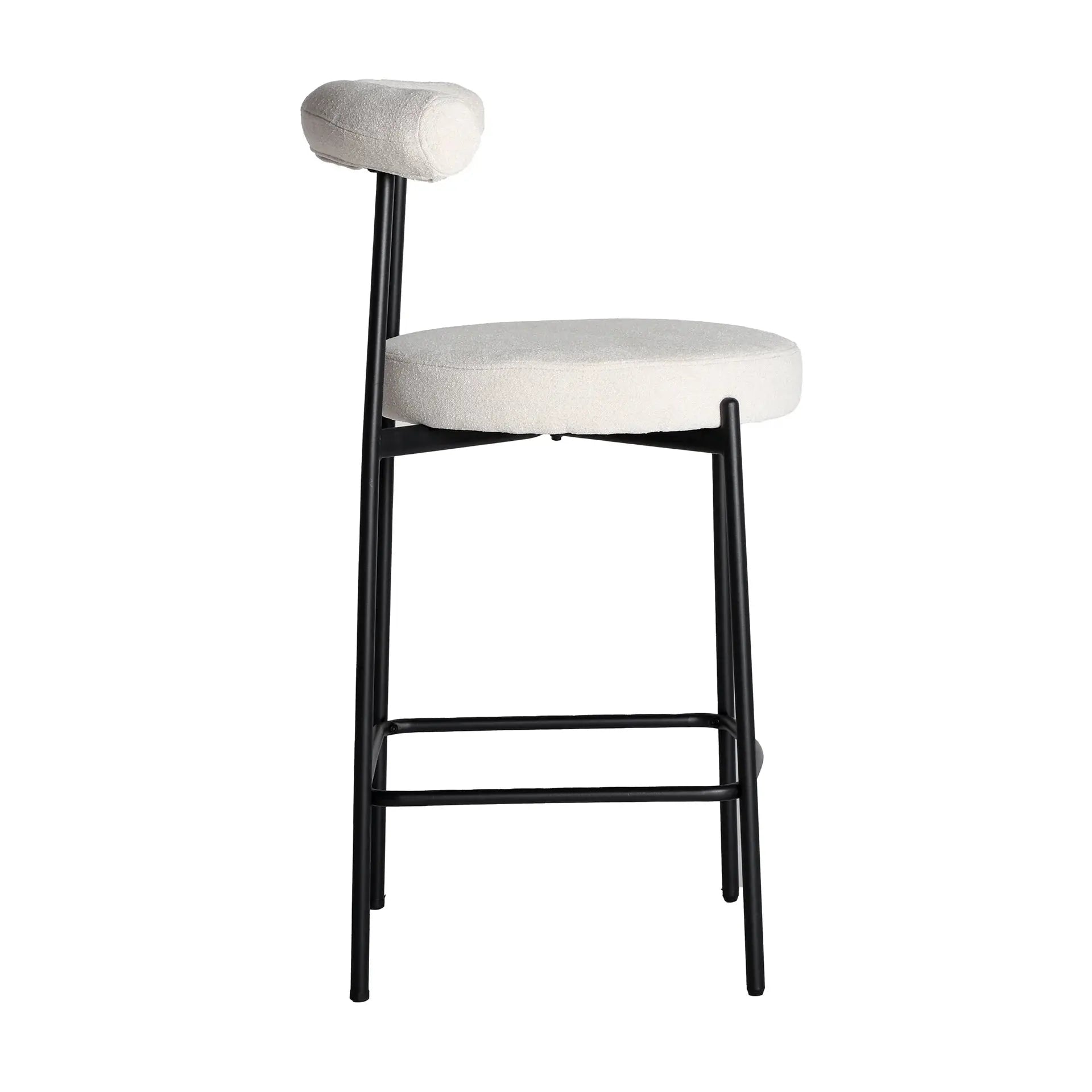 Chaise de Bar en Tissu Blanc Cassé BREVILLE - 55 x 56 cm KODU