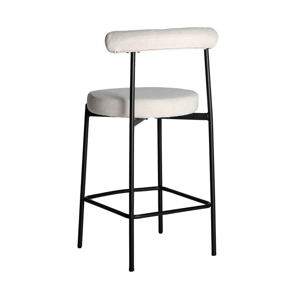 Chaise de Bar en Tissu Blanc Cassé BREVILLE - 55 x 56 cm KODU