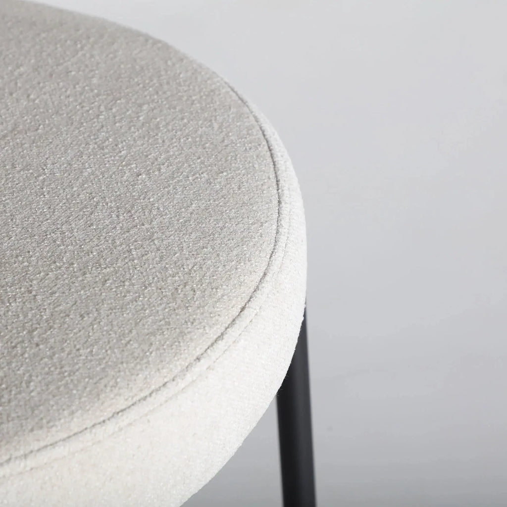 Chaise de Bar en Tissu Blanc Cassé BREVILLE - 55 x 56 cm KODU