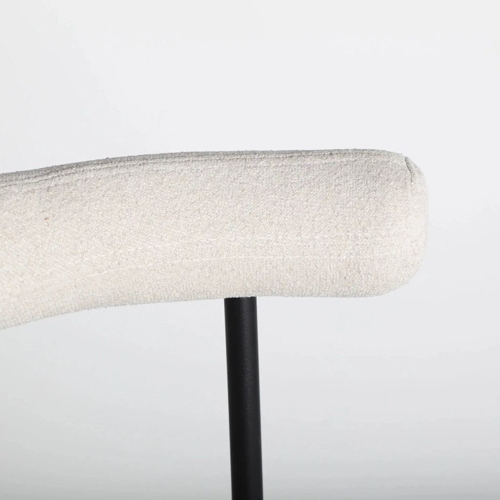 Chaise de Bar en Tissu Blanc Cassé BREVILLE - 55 x 56 cm KODU