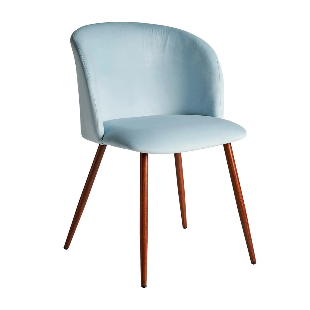 Chaise de Salle à Manger Tissu Velours Bleu Clair LULA - 50 x 55 cm KODU