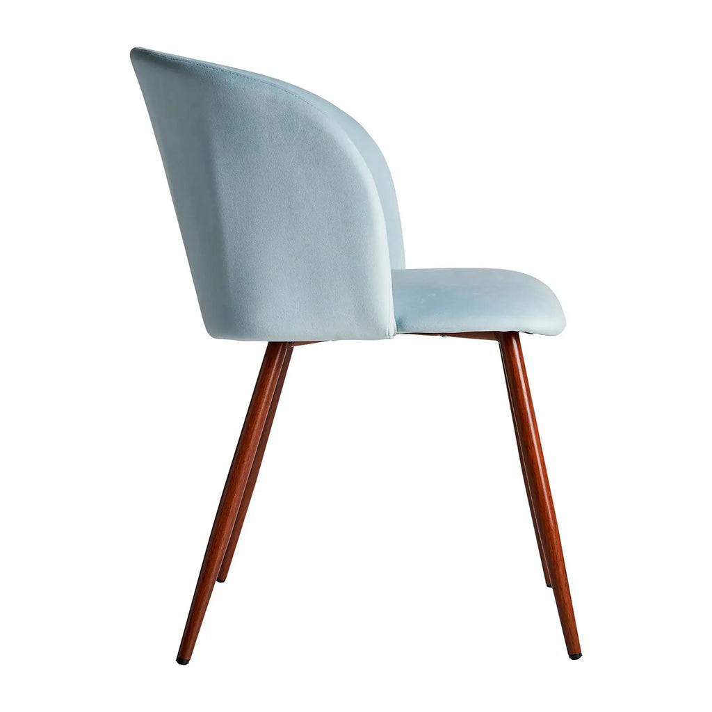 Chaise de Salle à Manger Tissu Velours Bleu Clair LULA - 50 x 55 cm KODU